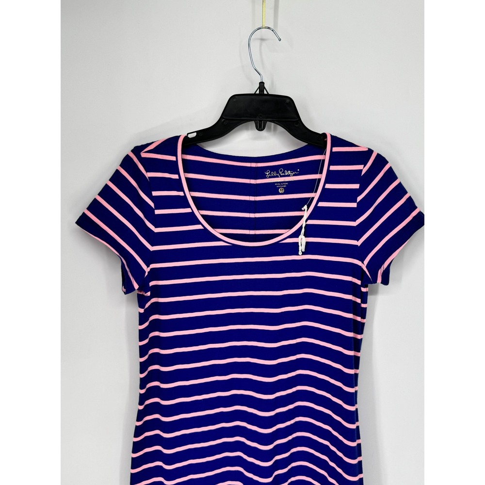Lilly Pulitzer T-Shirt Dress Womens Size M Blue Pink Striped NWOT Mini Stretch - Picture 2 of 12